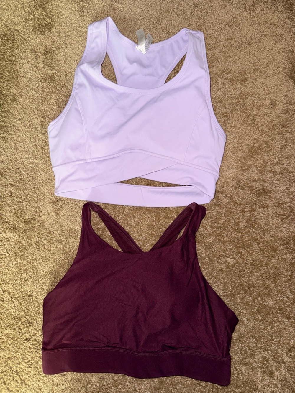 Lilac and Burgundy Racerback Sports Bras